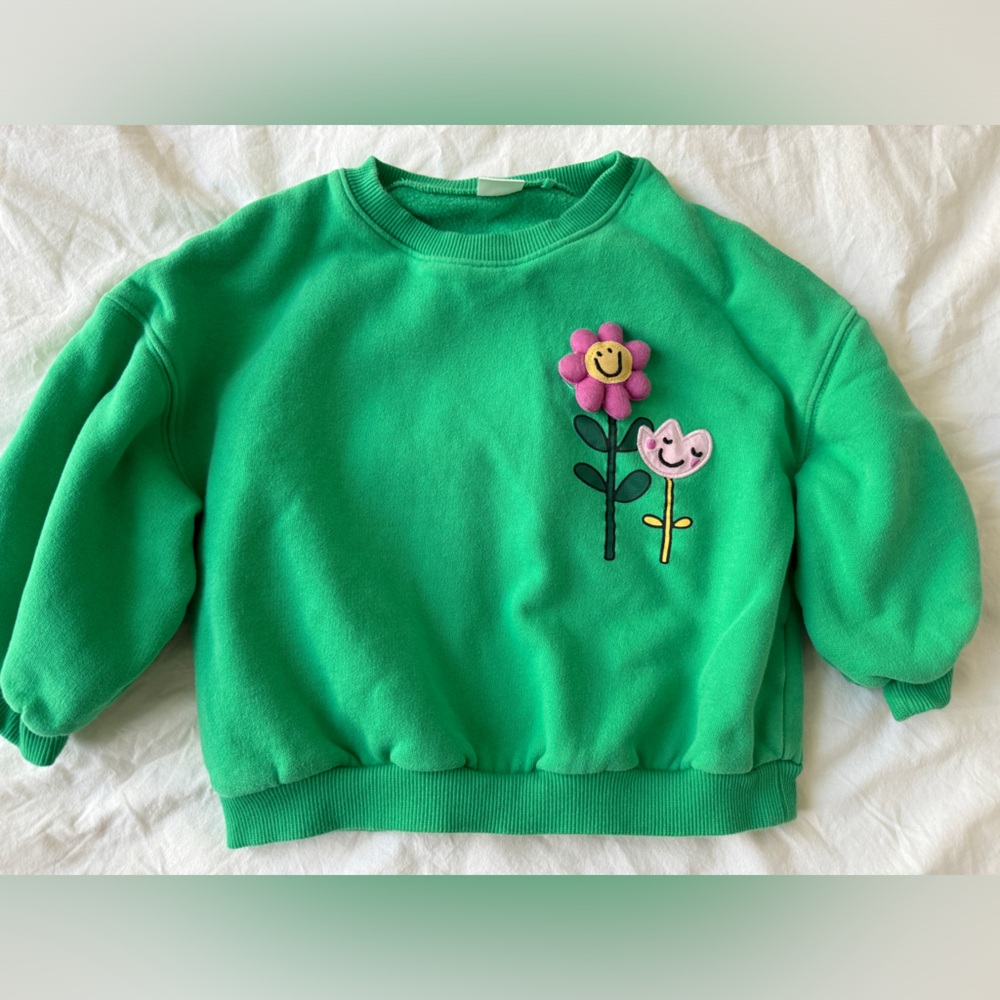 Next Green Sweatshirt with Floral Embroidery